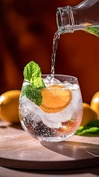 Refreshing mint lemonade features ice and citrus, perfect for a sunny afternoon gathering in a cozy setting