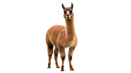 Fototapeta premium Llama standing upright against white background