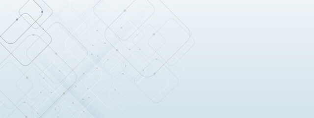 White blue light technology vector background with hexagon overlapping pattern