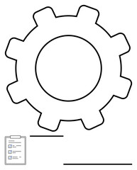 Large gear paired with a checklist symbolizes productivity, planning, and workflow. Ideal for teamwork, organization, project management, process improvement, business efficiency, strategy