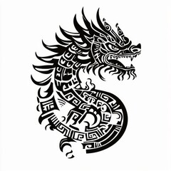 Stylized Black Dragon Tribal Art Design