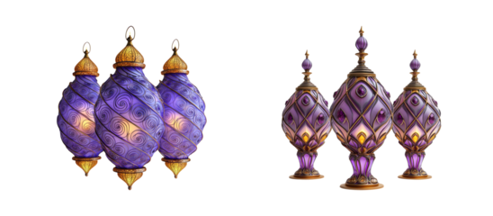 Elegant Purple Lanterns with Intricate Designs