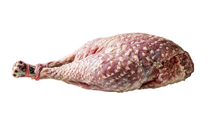 Fototapeta premium Raw chicken leg, isolated on black background, suitable for food magazine, cookbook, or online recipe