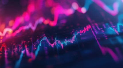 Abstract representation of financial market trends with colorful graphs and data visualizations