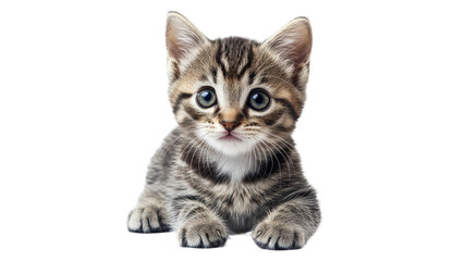 Obraz premium Cute tabby kitten with striking blue eyes poses