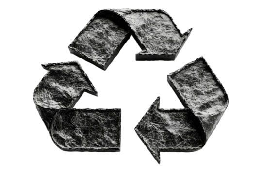 Textured black recycling symbol design