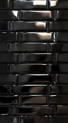 High-Gloss Black Rectangular Tile Wall