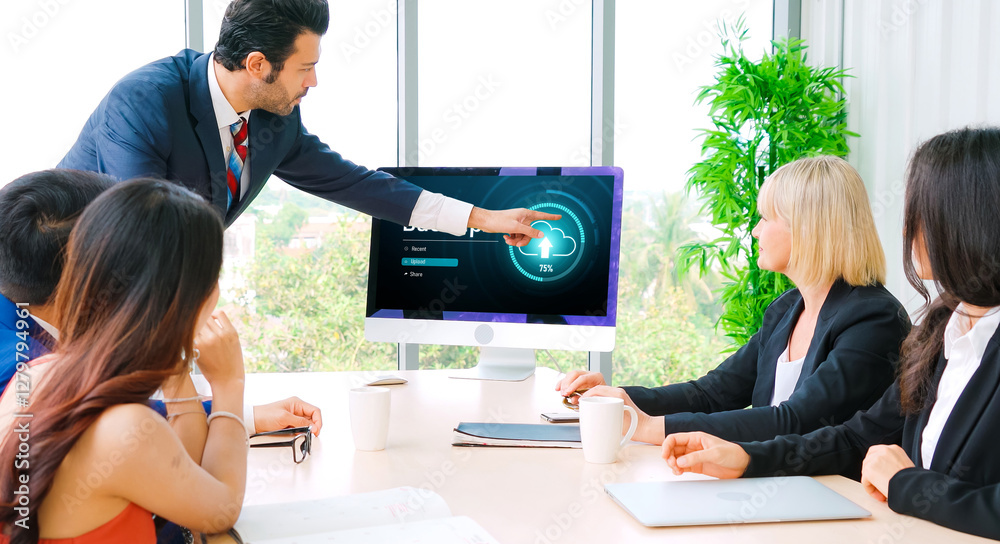 Poster backup storage data internet technology business concept. database storage cloud technology file dat