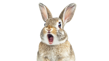 Surprised rabbit on white background