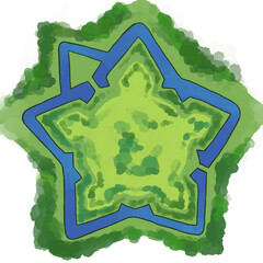 上から見た五稜郭跡のイラスト