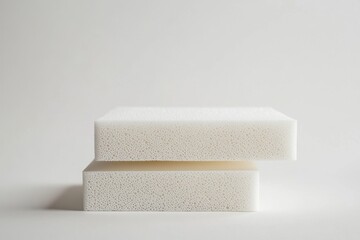 Two white porous blocks stacked on top of each other