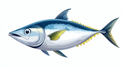 Fototapeta premium Colorful Cartoon Illustration of a Bluefin Tuna Fish Swimming