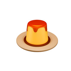 3d rendering icon illustration sweet pudding with honey with angle 2