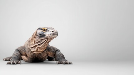 Fototapeta premium Detailed Close-Up of a Lizard on Neutral Background with Realistic Textures and Intricate Features