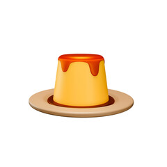 3d rendering icon illustration sweet pudding with honey with angle 4