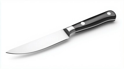 Fototapeta premium Ultra-realistic image of a stainless steel butter knife with a polished blade, isolated on a white background 