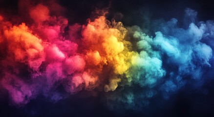 Colorful Smoke Clouds in a Gradient Pattern Over Dark Background for Artistic and Creative Projects