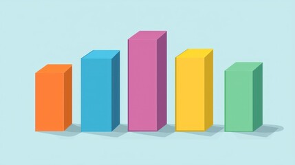 Colorful 3D Bar Chart: Data Visualization with Pastel Colors