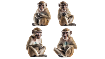 Various poses of monkeys in clear background