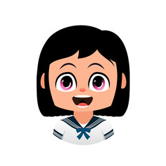Happy Schoogirl Cartoon, Emoji girl School, College student with a bright smile