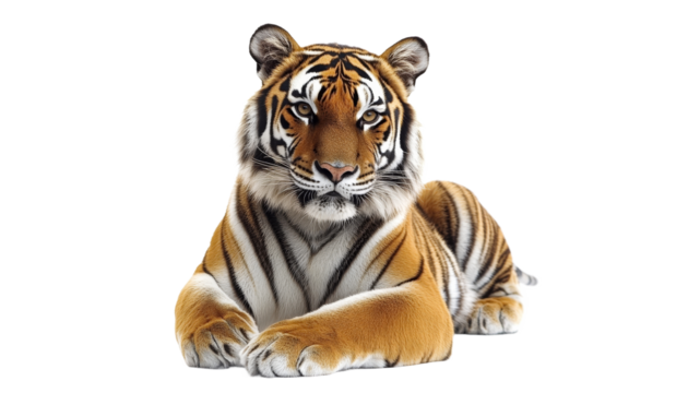 Majestic tiger resting gracefully in natural pose