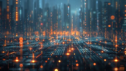 Fototapeta premium Futuristic city data network at night