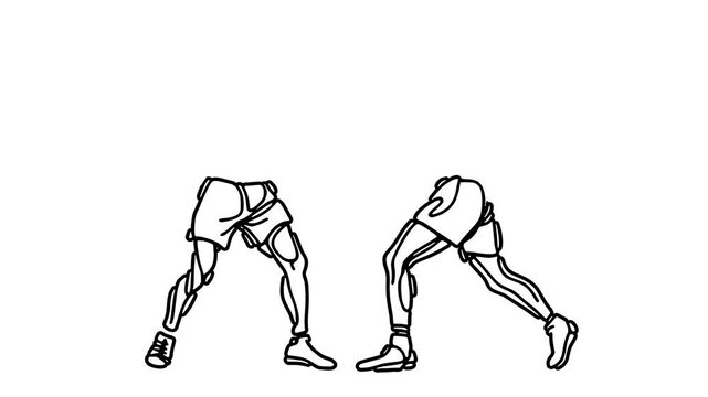 boxing fight line art drawing animation