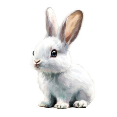 Obraz premium Cute White Rabbit with Fluffy Fur and Bright Eyes in Portrait Style