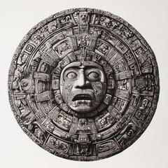 Fototapeta premium Aztec Sun Stone Detailed Intricate Carving Representation