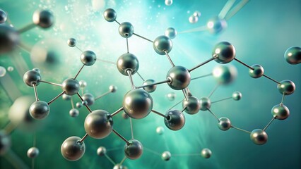 Abstract Molecular Structure Interconnected Spheres and Bonds in a Vibrant Green Hue