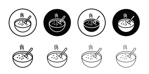 Bowl of soup icon Thin line flat illustration