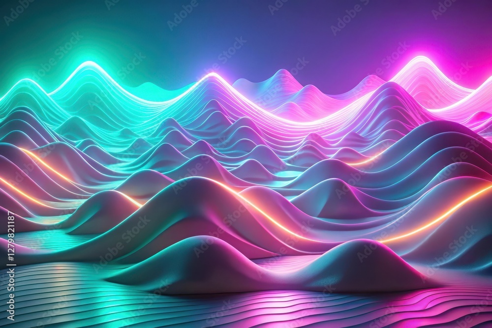 Canvas Prints abstract neon landscape serene waves of light and color in a dreamlike setting