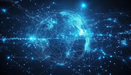 Fototapeta premium Planet earth rotating showing global network connections and data exchange