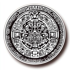 Obraz premium Aztec Calendar Stone Black And White Design