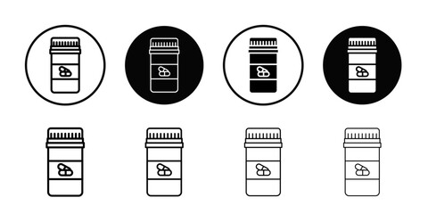 Pill bottle icon Thin line flat illustration