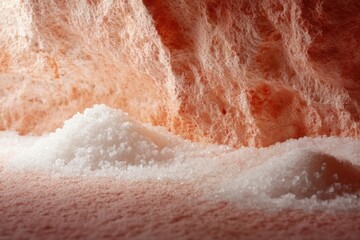 Fototapeta premium Pink salt rock with piles of white salt crystals