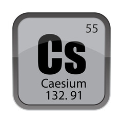 Caesium Cs icon. Number fifty five. Mass 132.91 detail. One hundred thirty two point nine one.