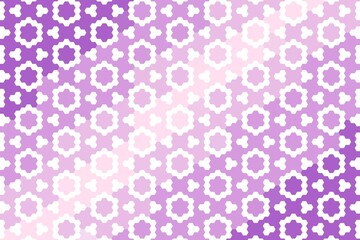Hexagonal floral pattern with symmetrical arrangement in purple and pink hues. Abstract geometric design concept