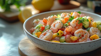 Delicious Shrimp Salad with Mango  Cucumber   Tomato