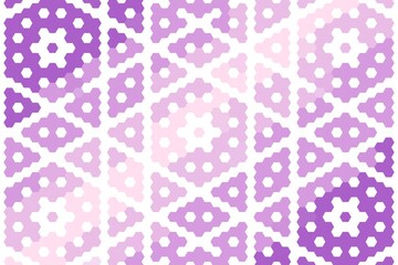 Hexagonal geometric pattern forming a seamless mosaic in shades of purple and pink. Abstract modern design concept