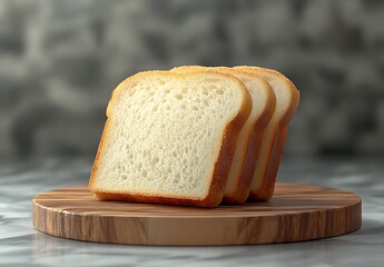 Three Slices of White Bread on Wooden Board