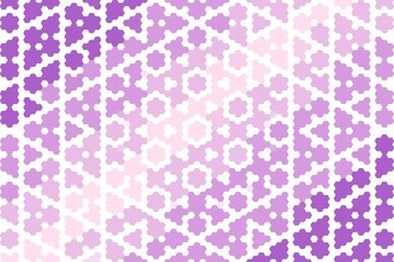 Fototapeta premium Intricate hexagonal mosaic with floral-inspired geometric pattern in purple and pink. Abstract design concept