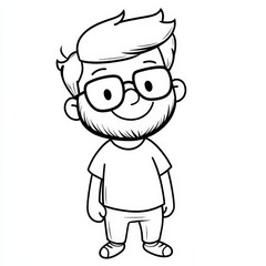 Fototapeta premium Playful Cartoon Character with Glasses and Beard