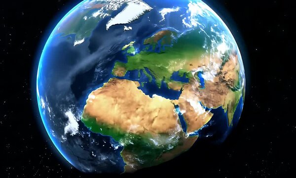 Rotating Earth 3D Animation - Space View