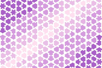 Purple pink hexagonal floral geometric pattern blending pixelated design elements. Abstract digital artwork concept