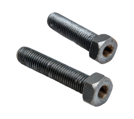Steel Bolts Isolated on Transparent Background