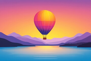 Fototapeta premium The sky is filled with a warm, vibrant color palette, creating a serene