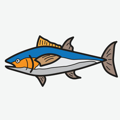 Cartoon Blue fin tuna Fish Illustration