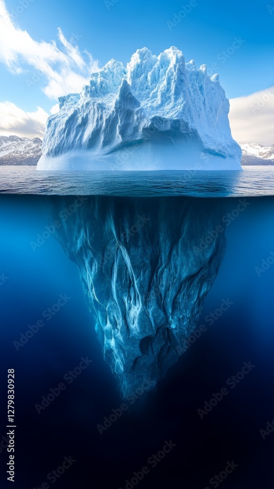 Aufkleber iceberg floating majestically in the ocean, revealing its submerged section and emphasizing the hidd