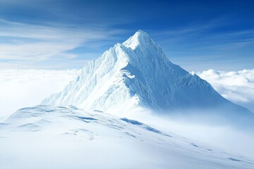 Obraz premium Mountain covered in snow with a blue sky in the background